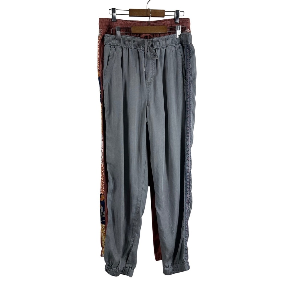 Knox Rose Womens Lyocell Jogger Pants Bundle Gray Rose Embroidered Size Small
